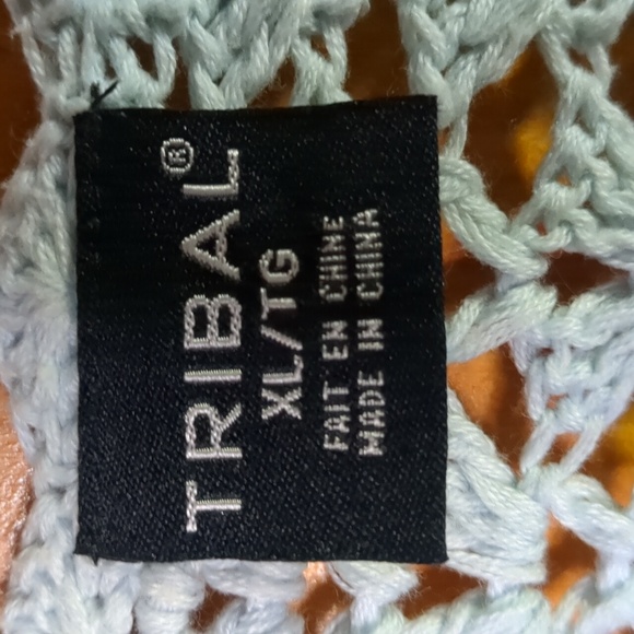 TRIBAL* boho bell sleeve picot trim tie front crochet long sleeve XL cardigan - Picture 8 of 10